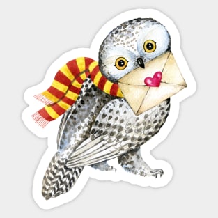 Owl with love letter, i love you Sticker